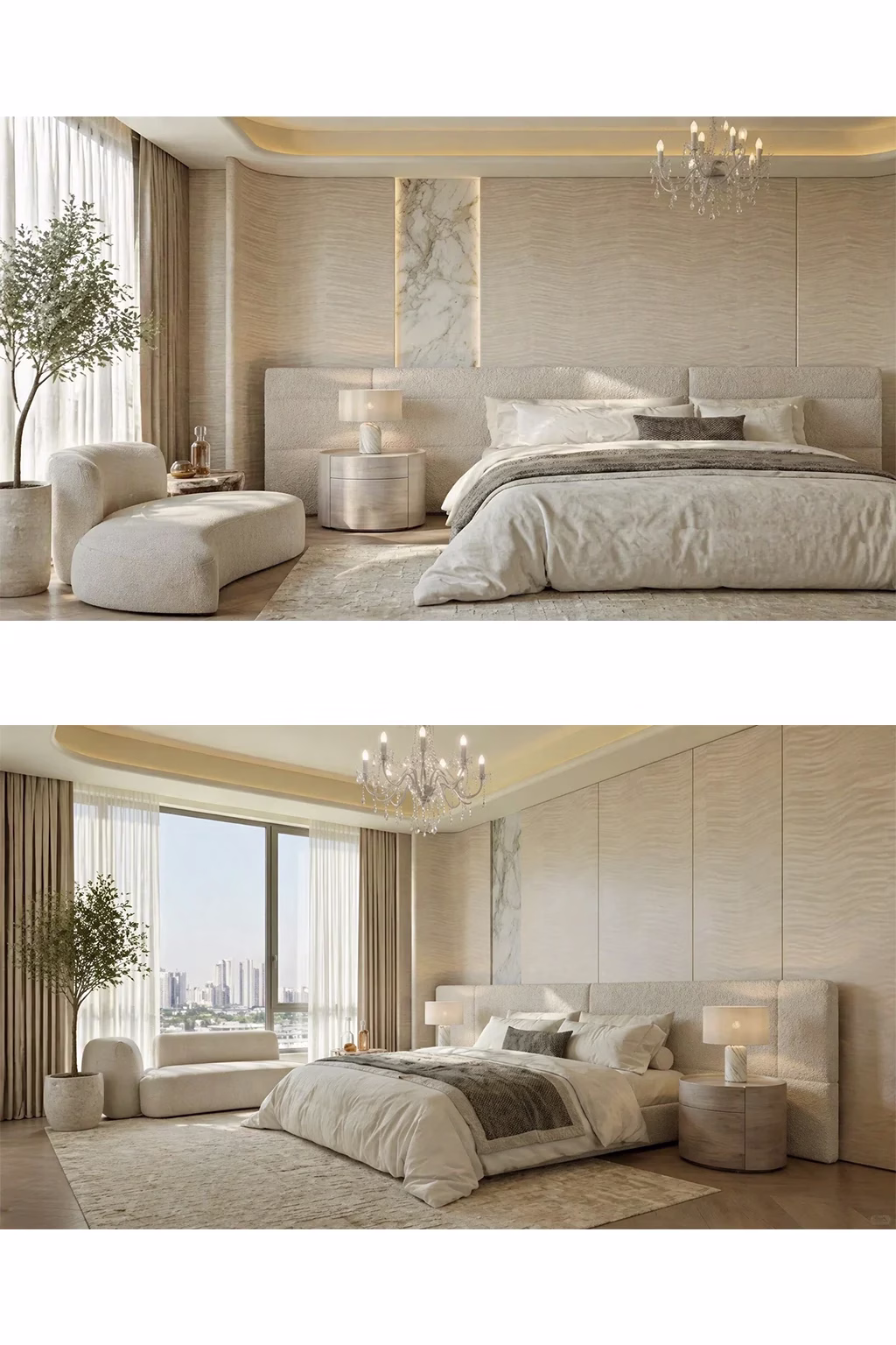 Custom modern bedside tables and luxury nightstands for hotel, villa and apartment projects manufactured by George Furniture