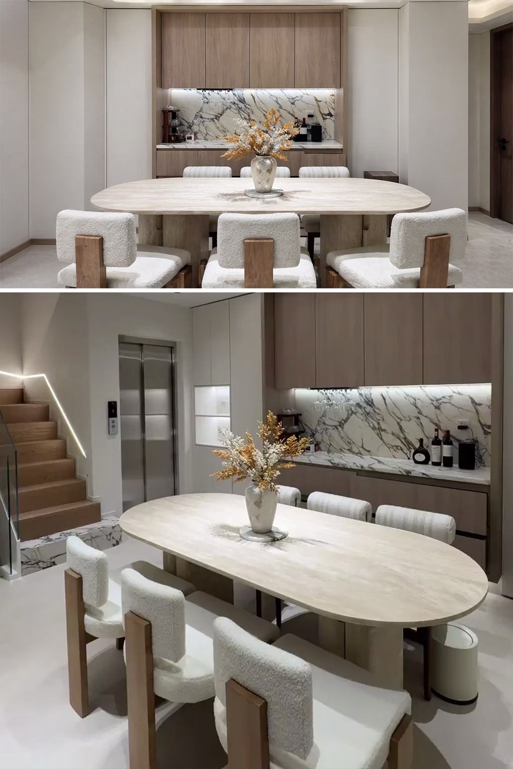 Custom dining tables and chairs for high-end luxury villa and apartment projects manufactured by George Group China Furniture