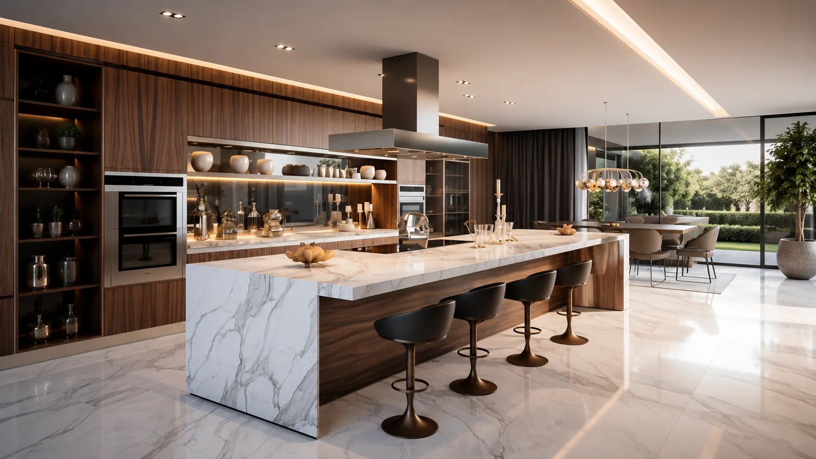 Luxury kitchen cabinetry rendering for a private villa project
