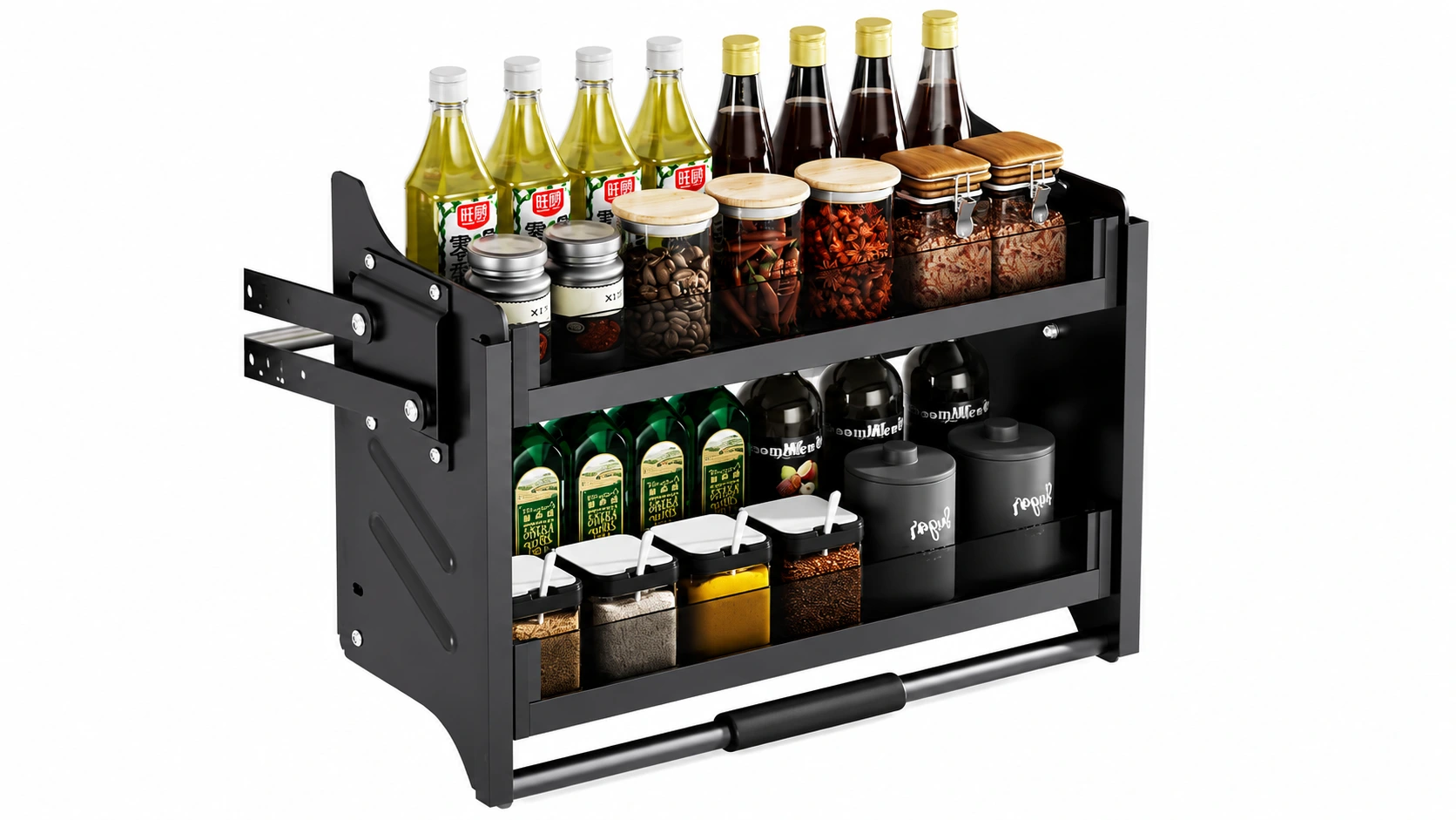Kitchen storage system with deep drawer matrices and corner pull-outs