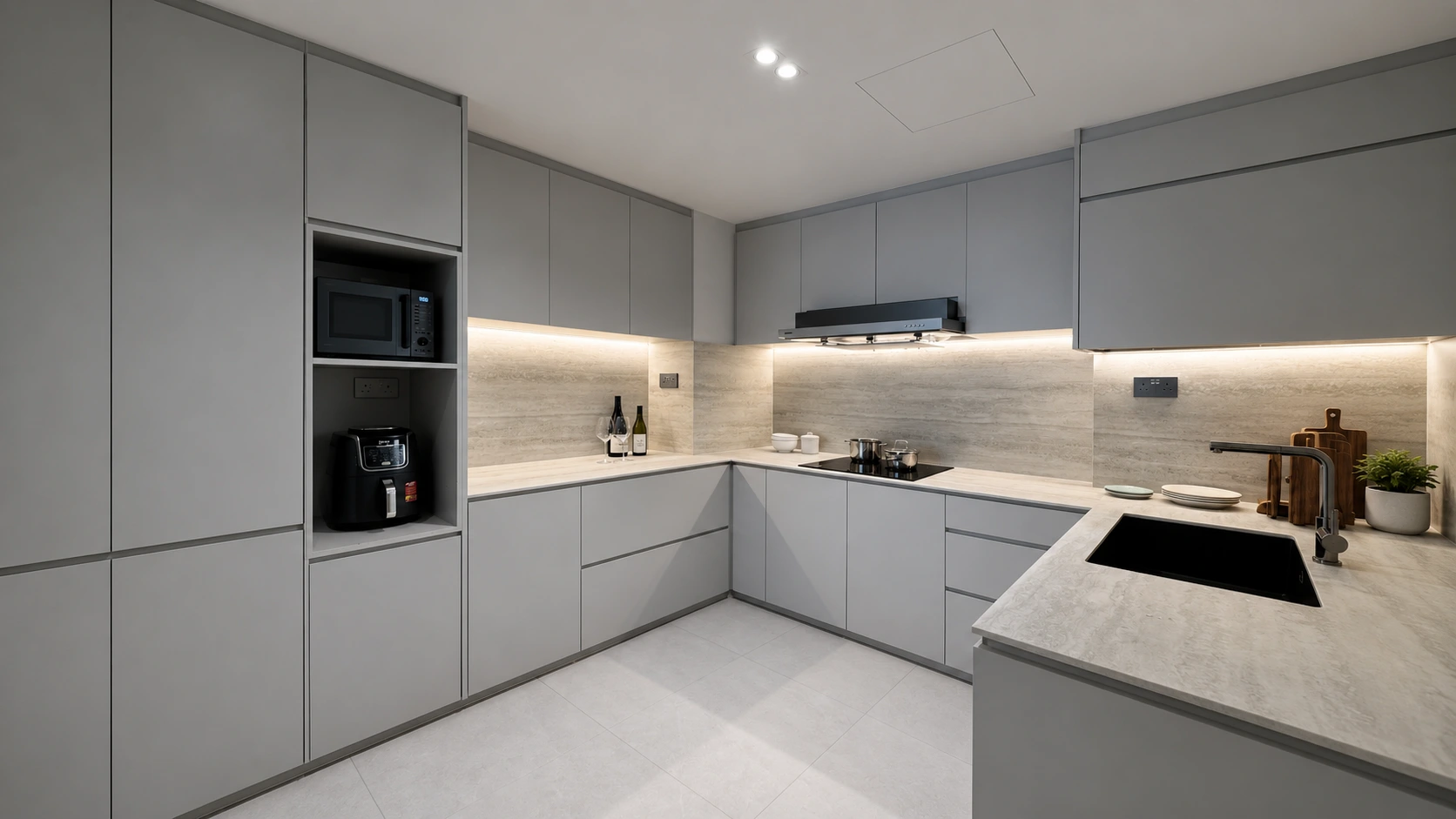 Display cabinet system with hidden LED wiring and tempered glass