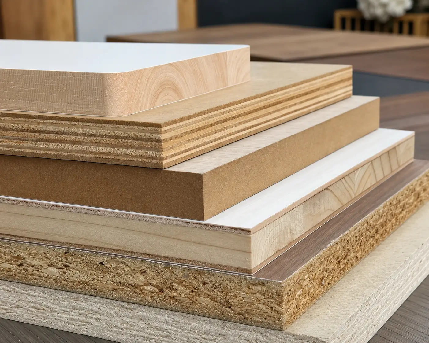 Engineered board system for villa kitchen cabinets preventing structural warping