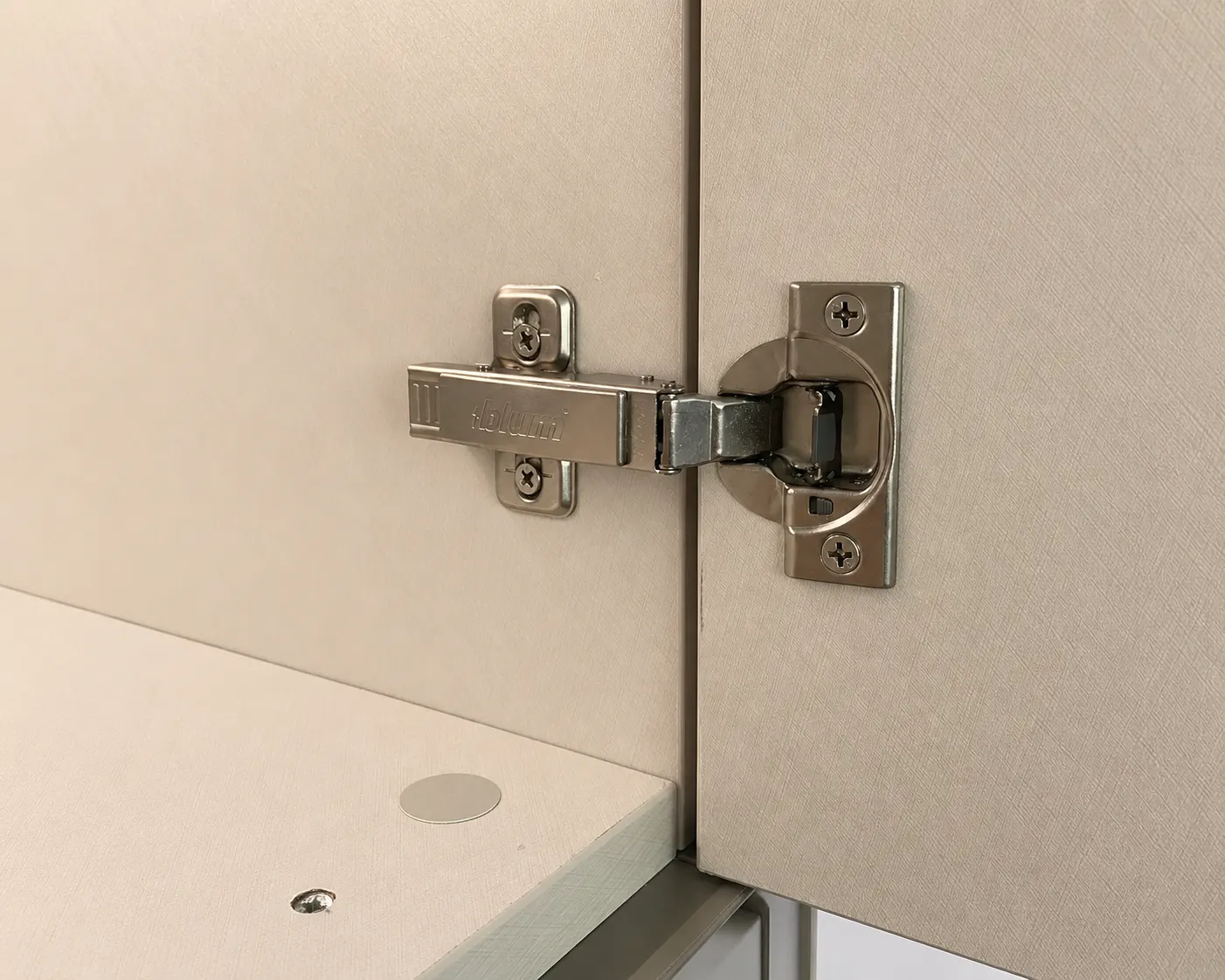 Concealed anti-sag hinges and seamless minimalist door hardware for villa kitchens