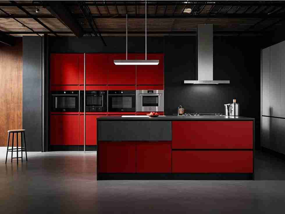 Industrial Red and Black Kitchen