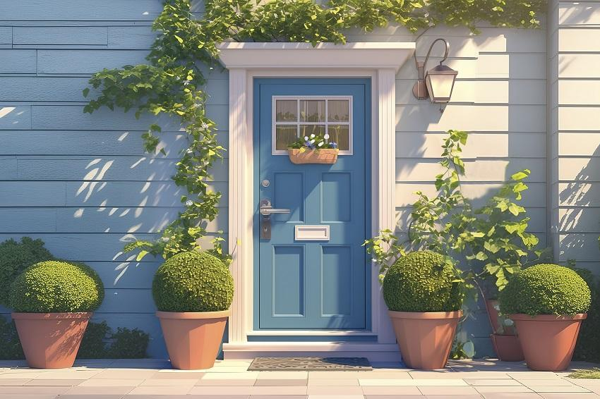 Blue and green front door paint colors bring calmness to your house.