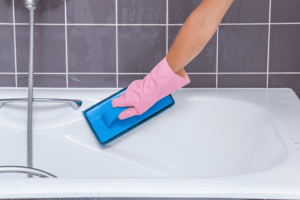 Steps of Daily Cleaning for how to clean acrylic bathtub.