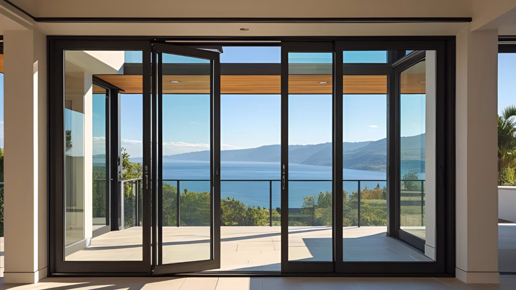 A home featuring a multi-panel system, showcasing the potential cost to install a sliding glass door of this type.