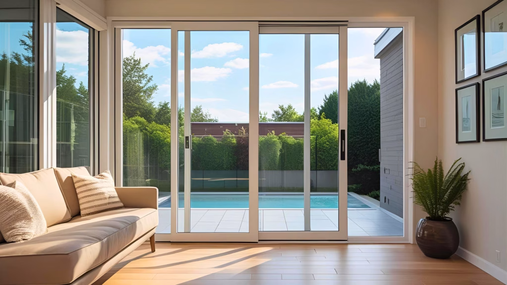 A professional installer, highlighting the difference in the cost to install a sliding glass door professionally versus DIY.