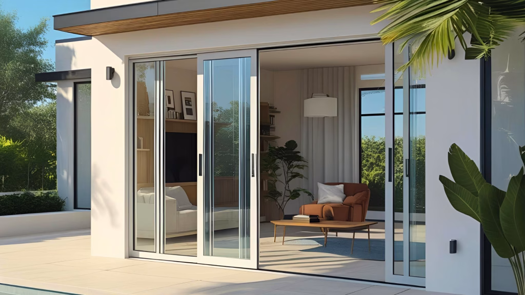 A comparison showing the cost to install a sliding glass door with vinyl, aluminum, and wood frames.