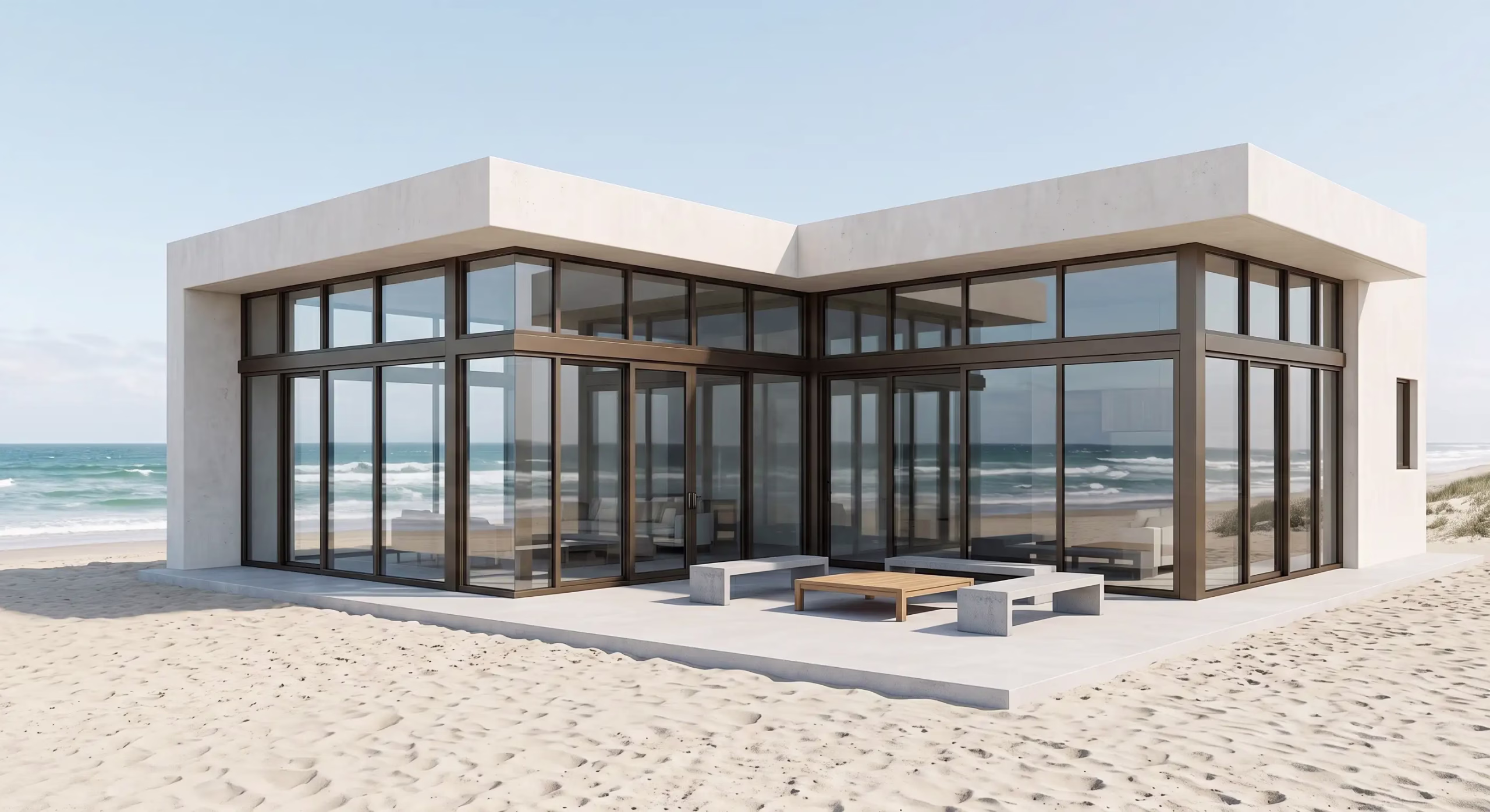 Coastal and hurricane-prone window and door solutions by George Group China with PVDF finishes and SGP laminated impact glass