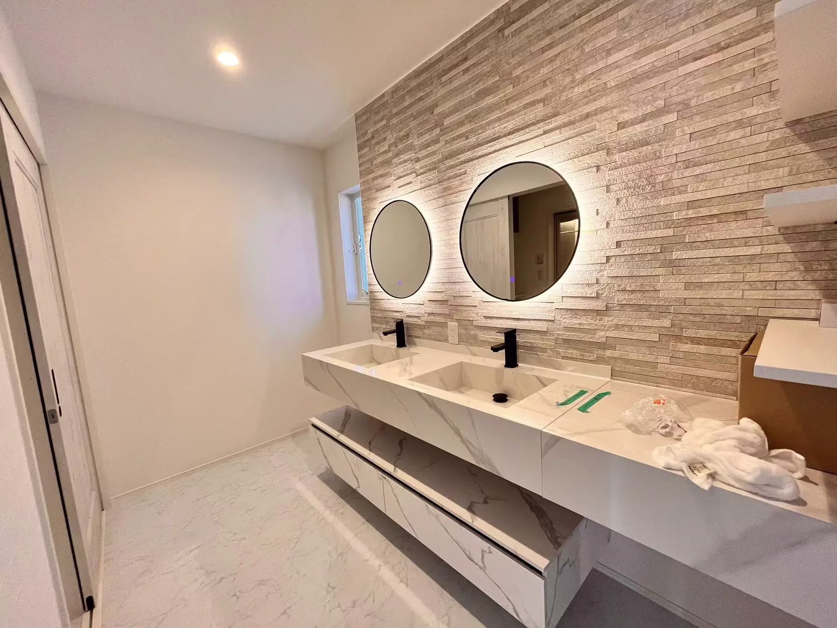 George Group China luxury villa bathroom project with coordinated vanity and shower design