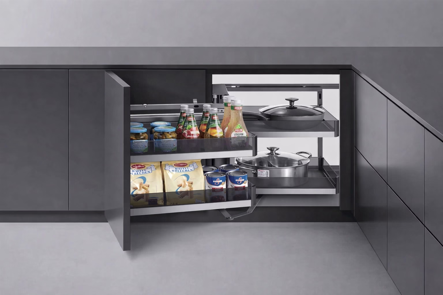 Heavy-duty deep drawers for cookware access by George Group China