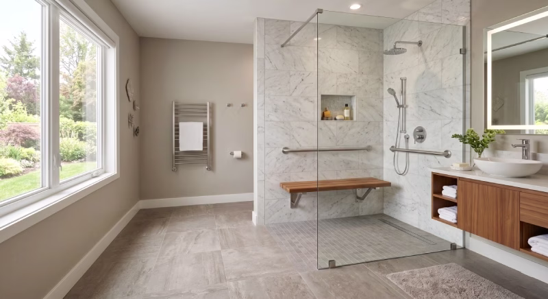 ada shower dimensions curbless design