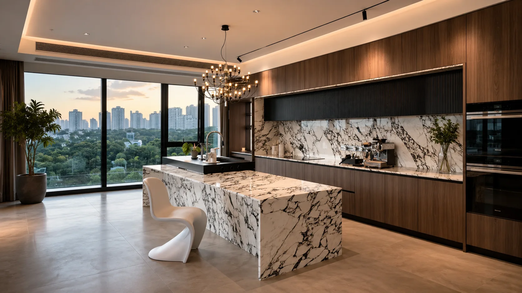 Custom kitchen island cabinets for high-end residential villas and apartments