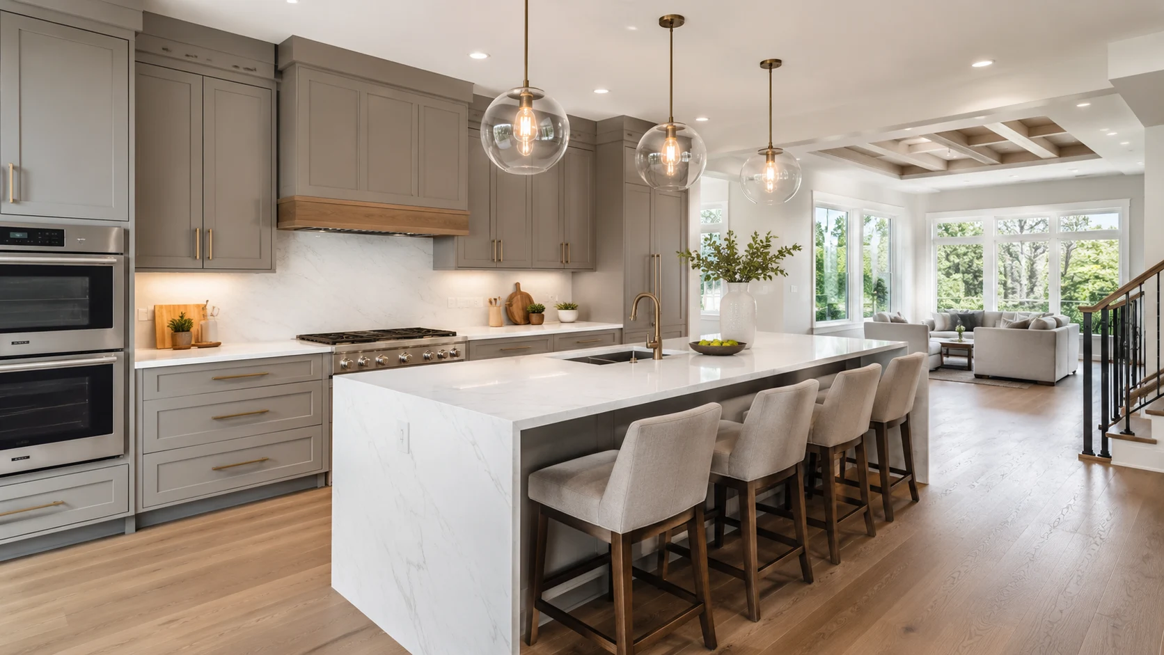 Custom L-Shaped Kitchen Cabinets for High-End Residential and Hotel Projects