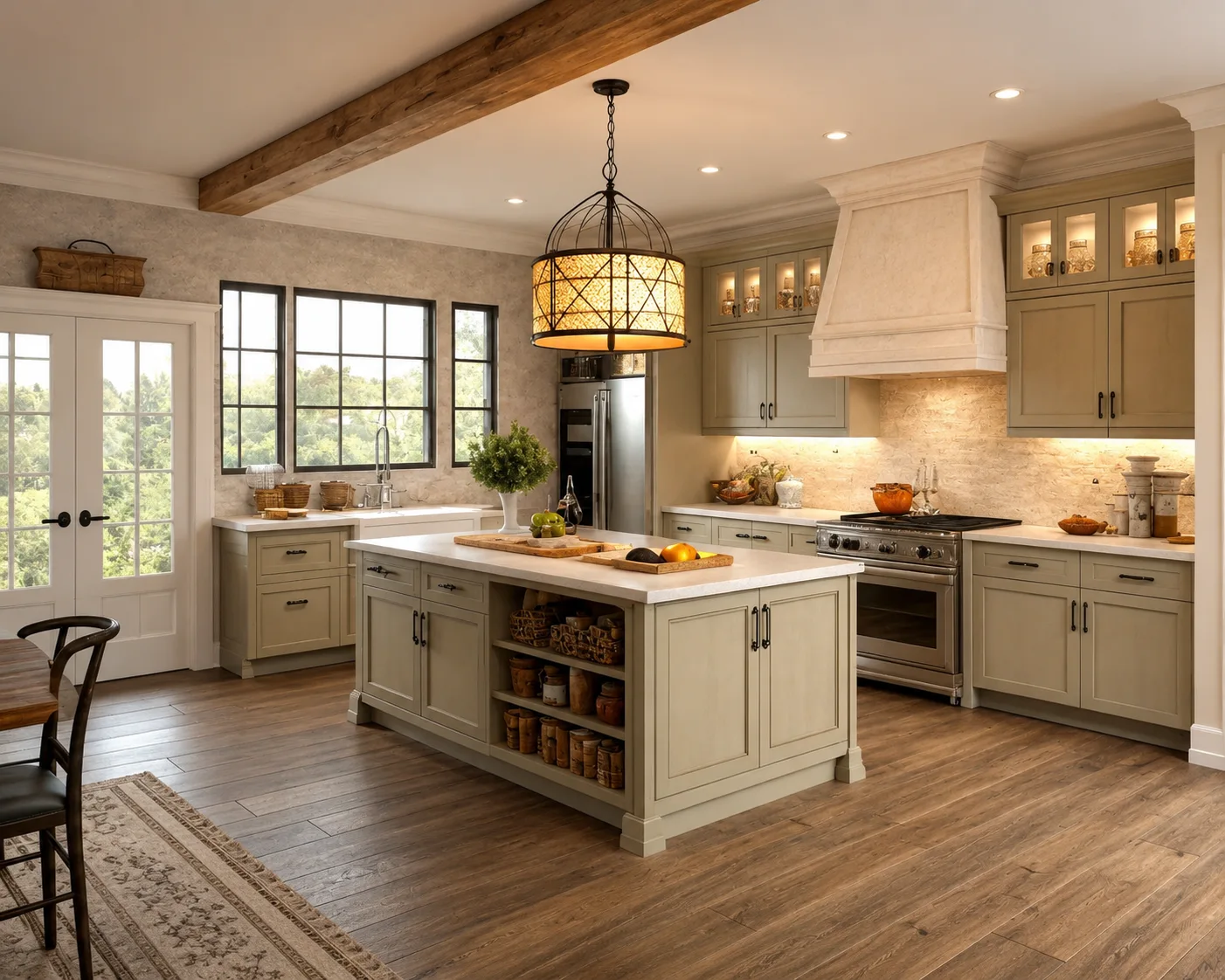 Storage-centric kitchen island cabinets for custom homes