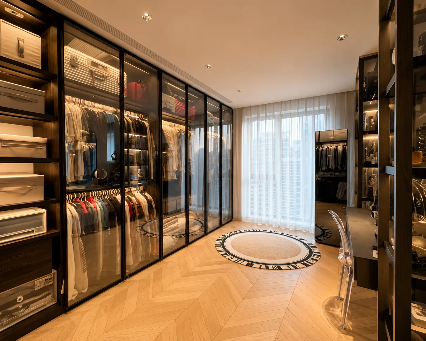 Whole-house custom storage extension for master closets and luxury vanities