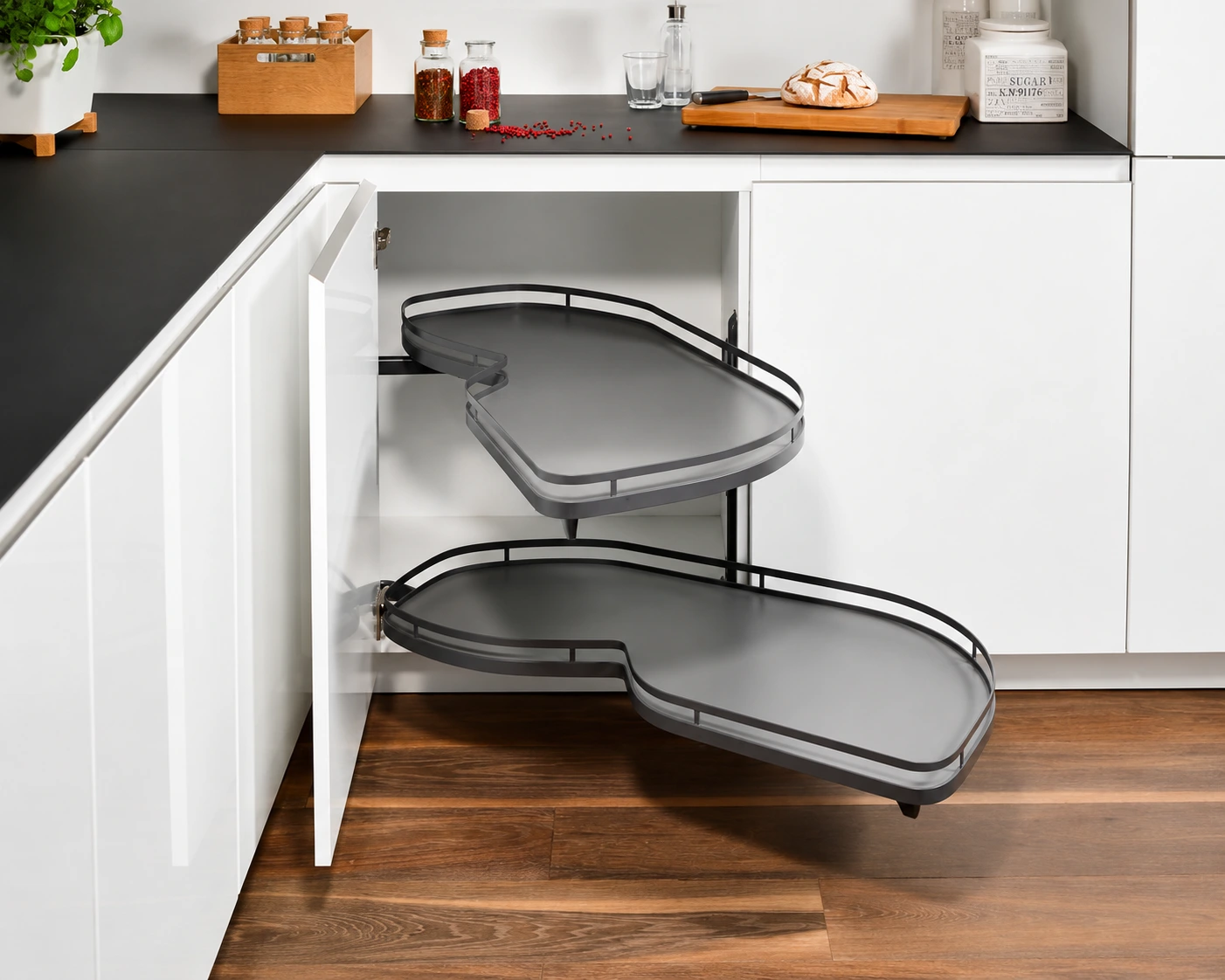 Magic Corner System for Modern Apartment Kitchen Renovations