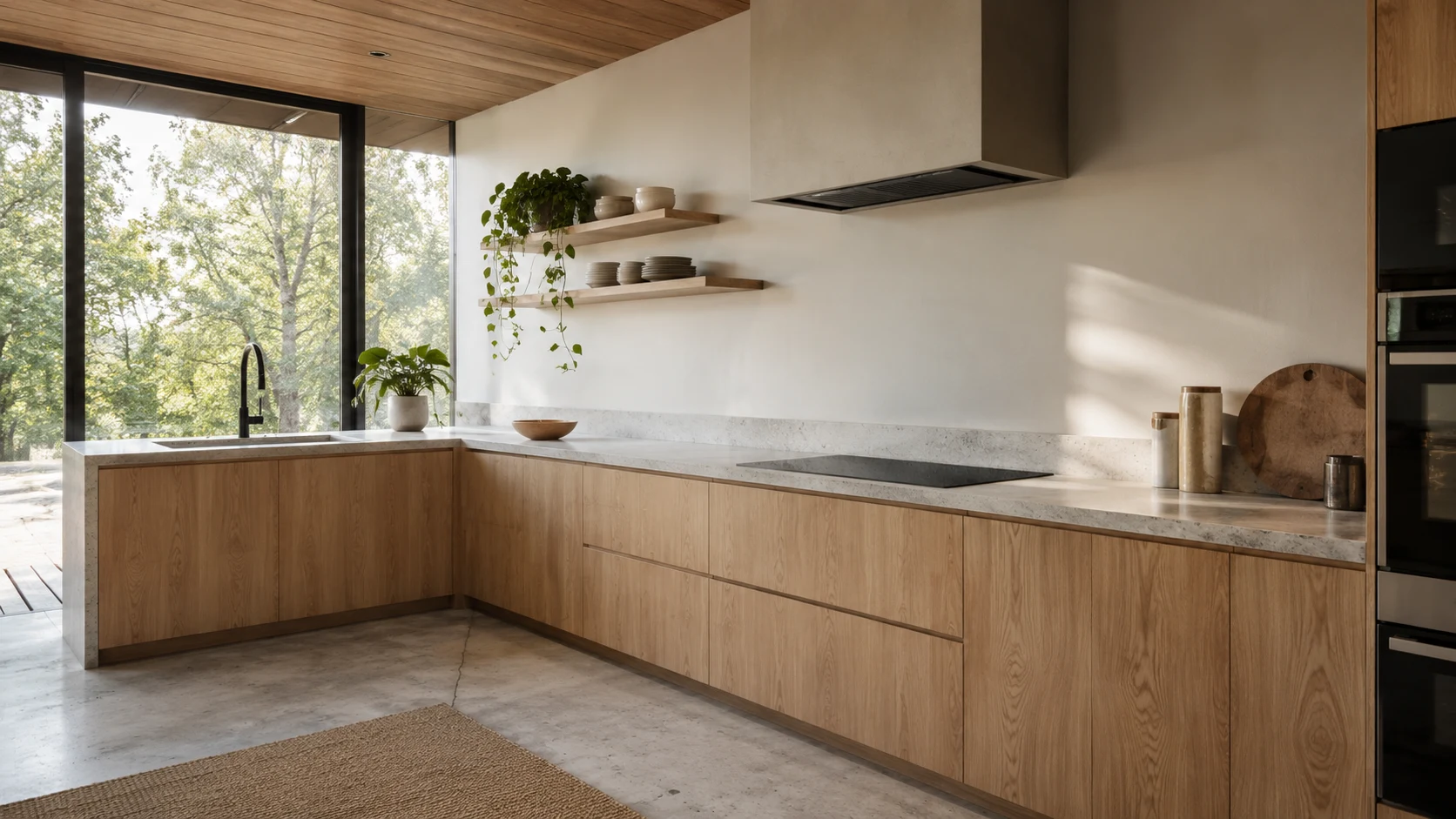 Standalone L-Shaped Kitchen Layout for High-End Apartments