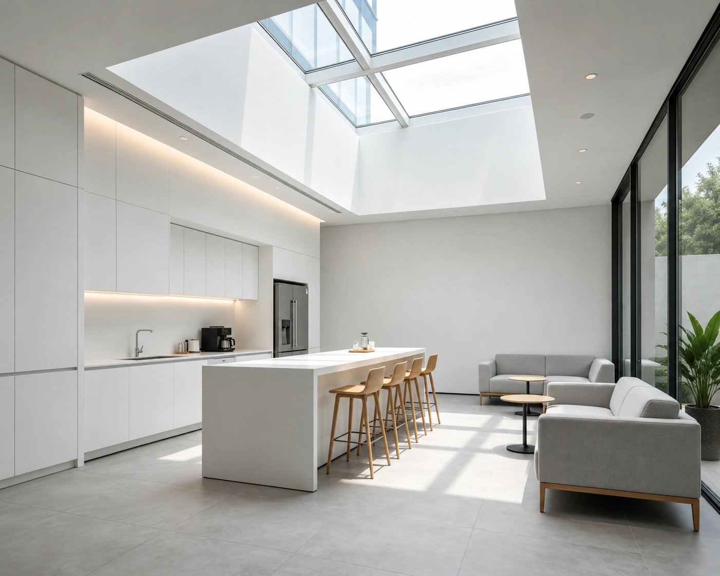 Kitchen island with seating and shallow back cabinets