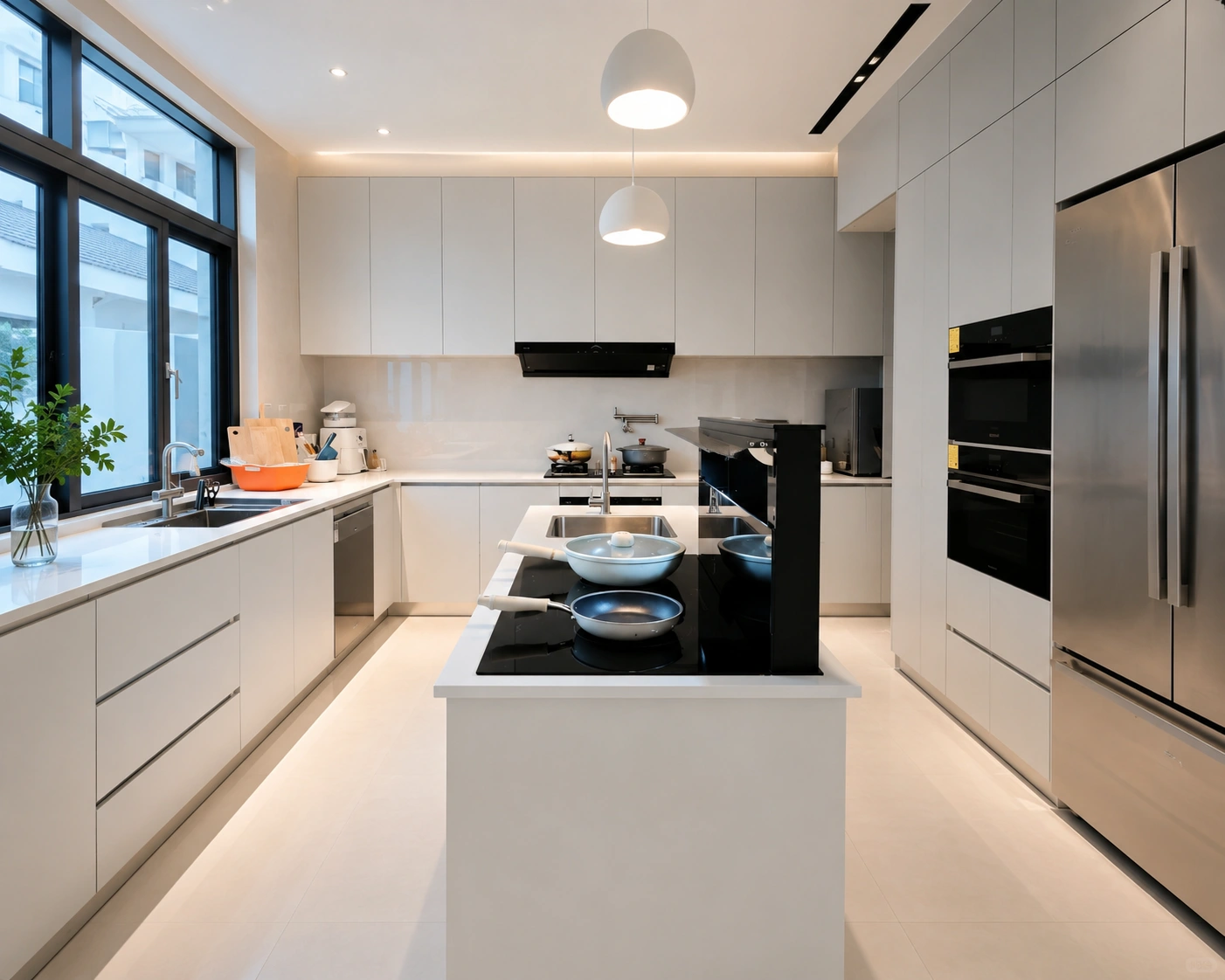 Cooktop kitchen island with heavy cookware storage