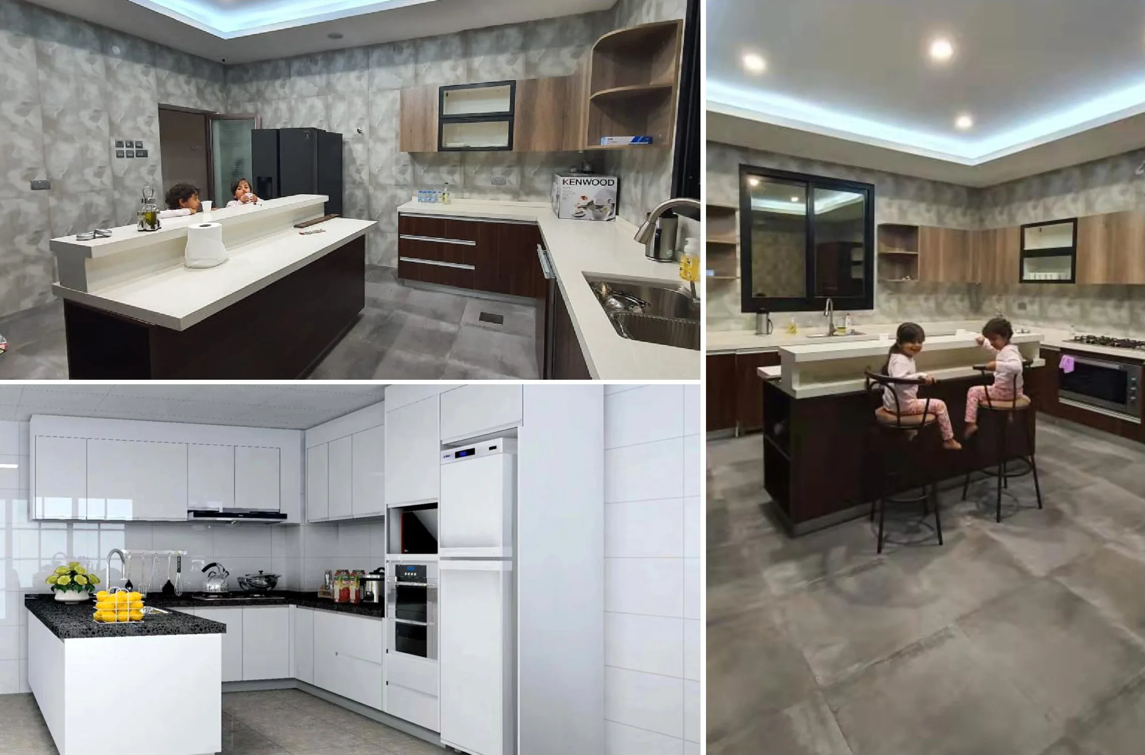 Two-tone wood and white kitchen island cabinet project
