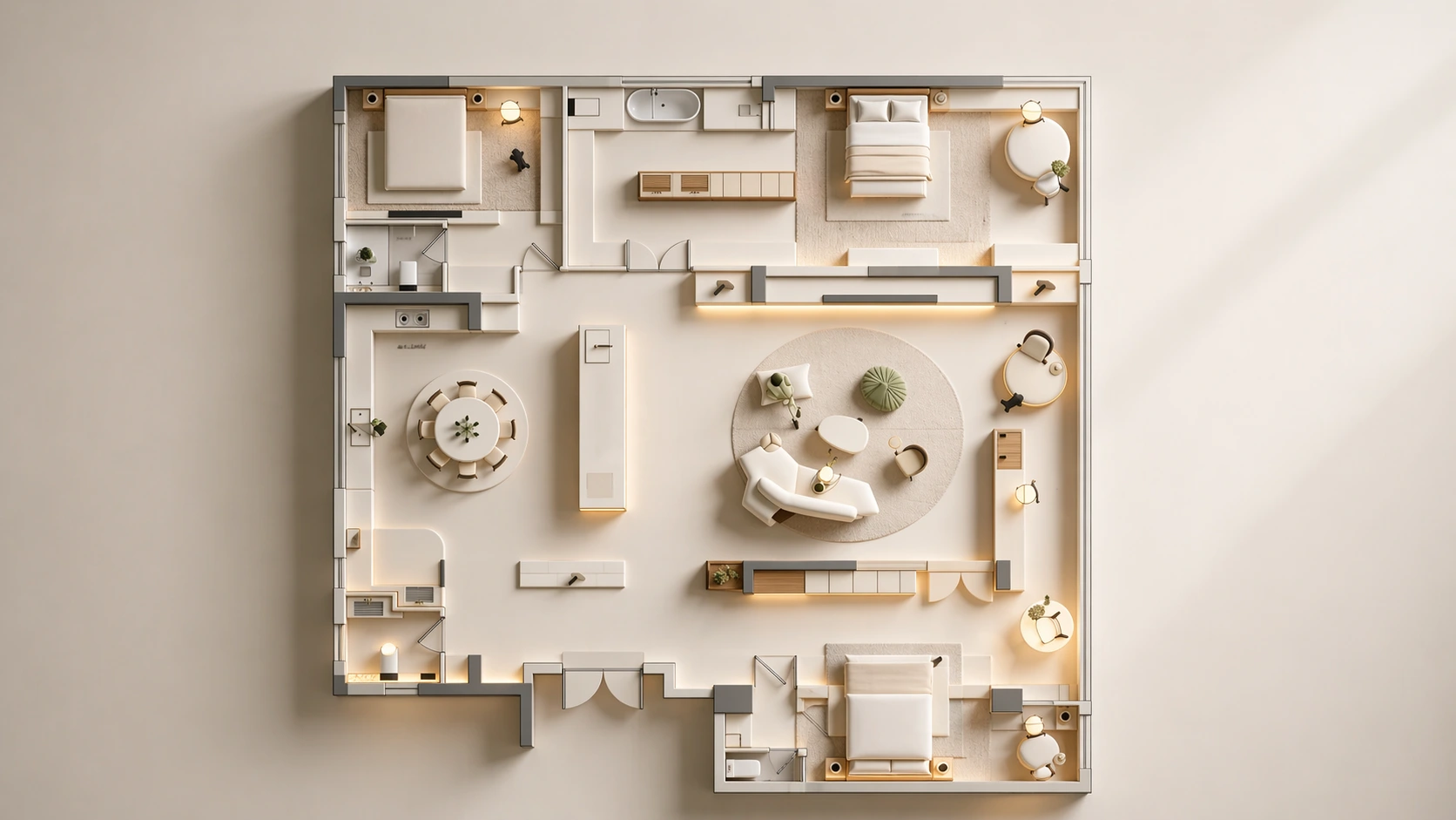 3D interior design view for custom home layout and material planning