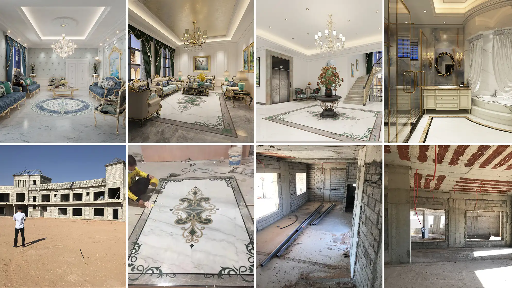 Saudi Arabia private villa project with tiles lighting stone windows doors cabinetry and sanitary ware