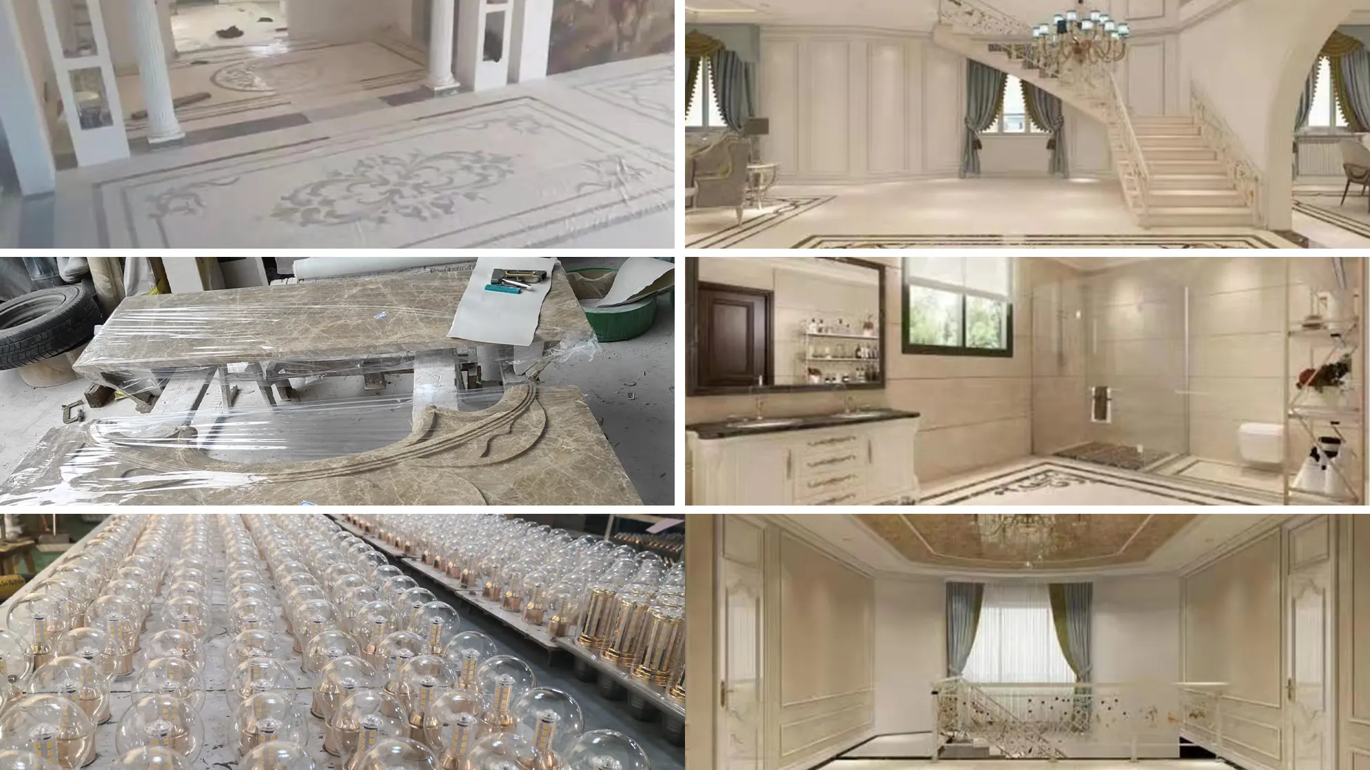 Yakutsk Russia turnkey villa project with coordinated stone lighting cabinetry soft furnishings and sanitary ware